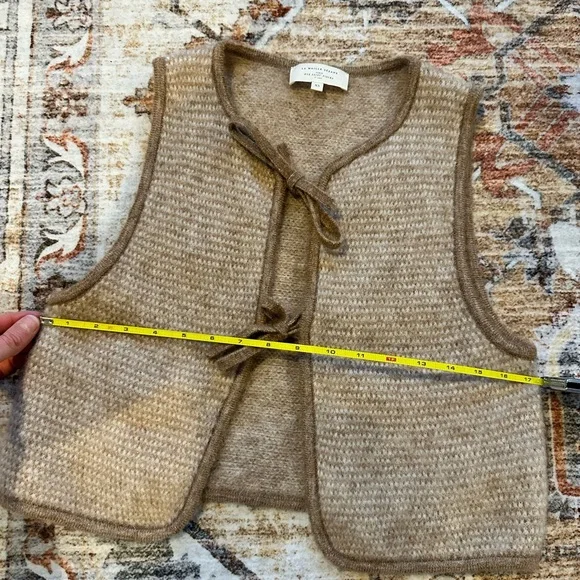 Sezane Pepy Tie Cardigan Vest XS Mottled Beige - Picture 5 of 10